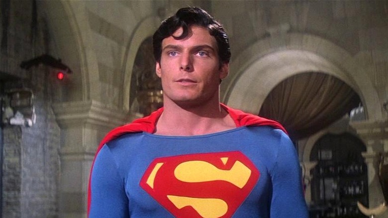 Christopher Reeve's Superman standing in old building