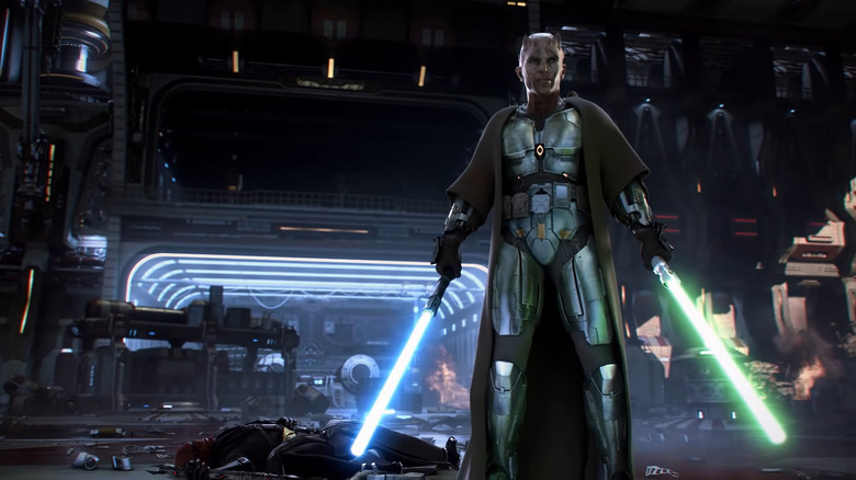 A Jedi wields two lightsabers