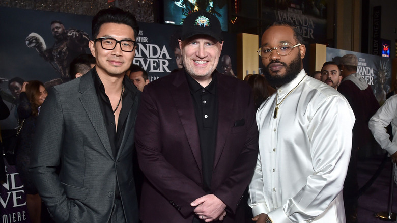 Feige, Liu, and Coogler smiling