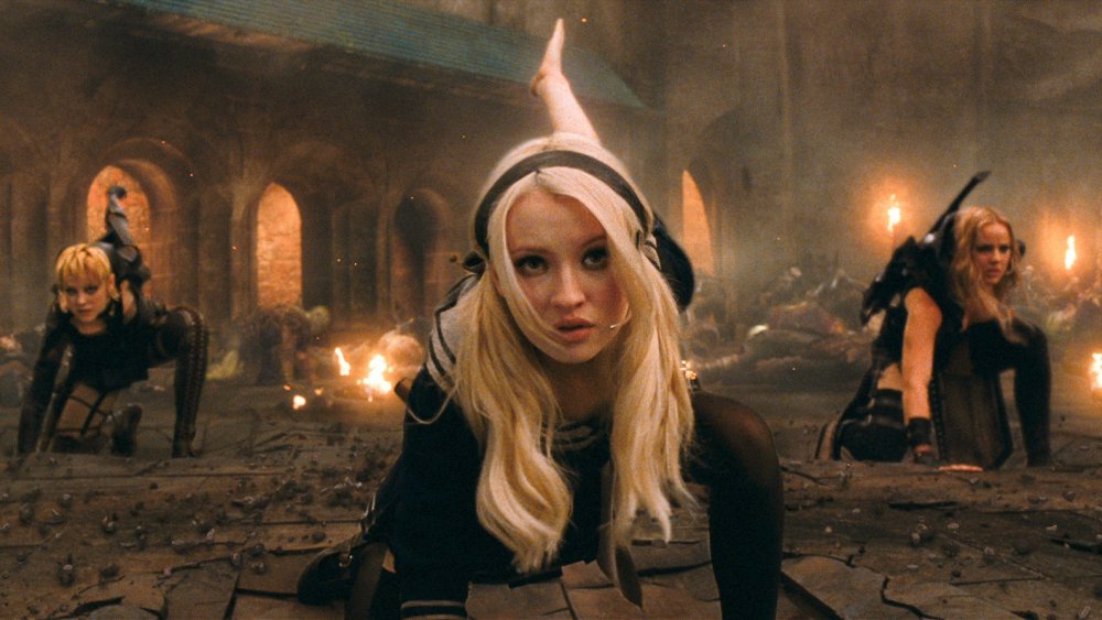 Jena Malone as Rocket, Emmy Browning as Babydoll, and Abbie Cornish as Sweet Pea in Sucker Punch