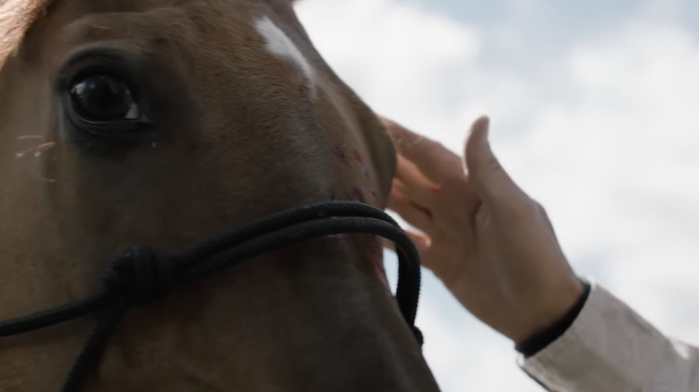 John Dutton pets horse