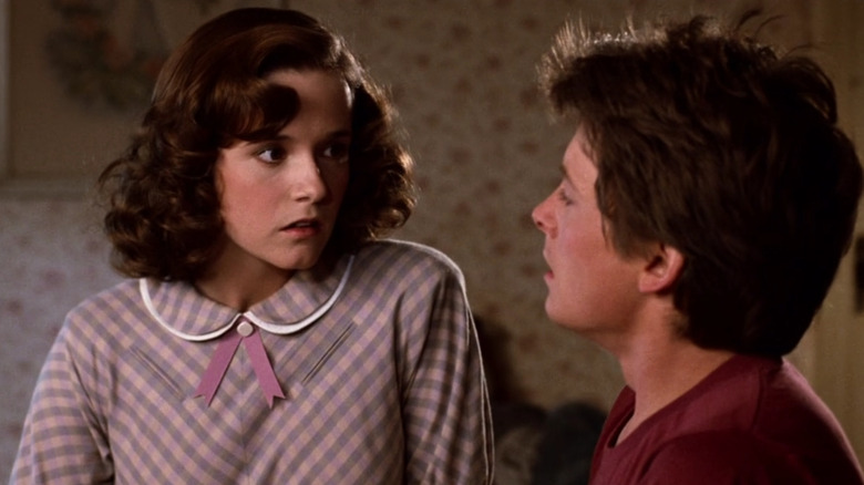 Lorraine Baines and Marty McFly