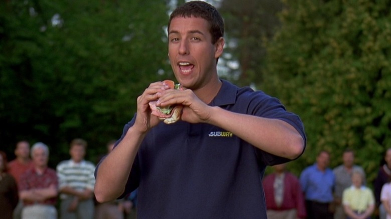 Happy Gilmore eating Subway sandwich