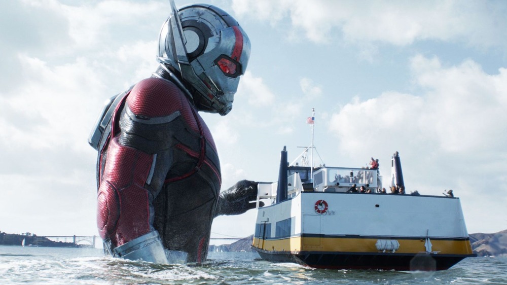 Huge Ant-Man touches boat