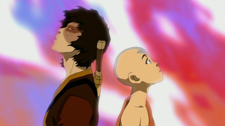 Zuko and Aang looking upward