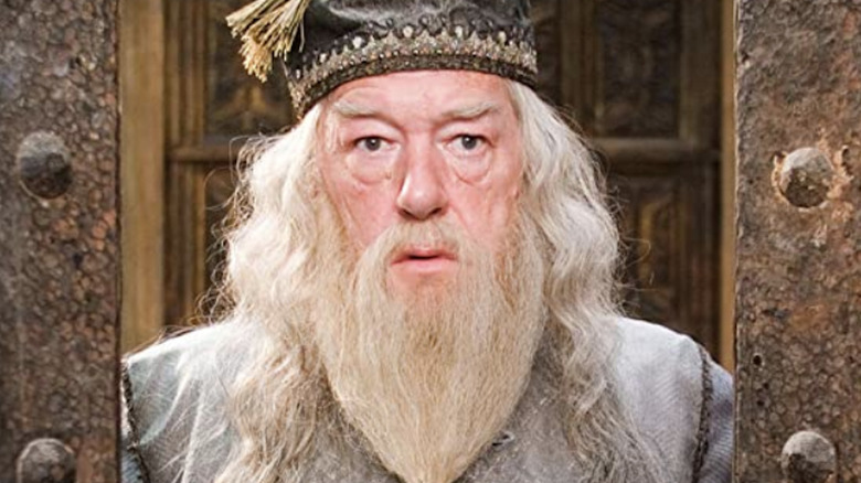 Michael Gambon looking serious