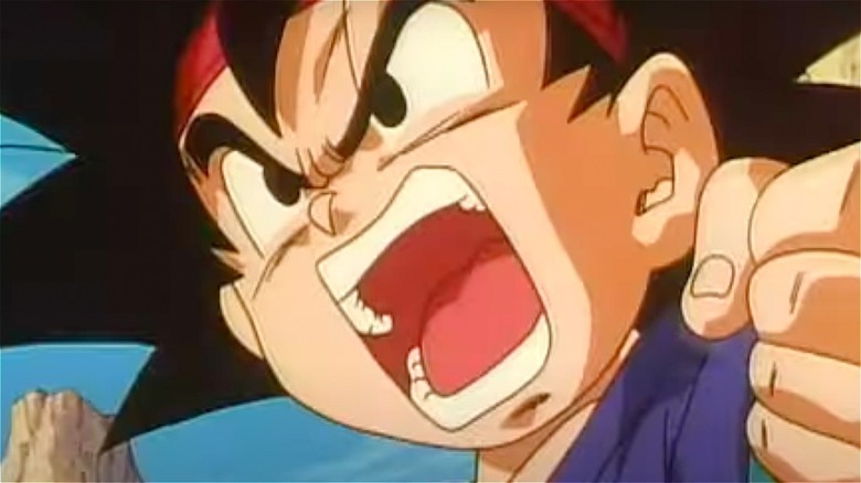 Young Goku charges up in Dragon Ball GT