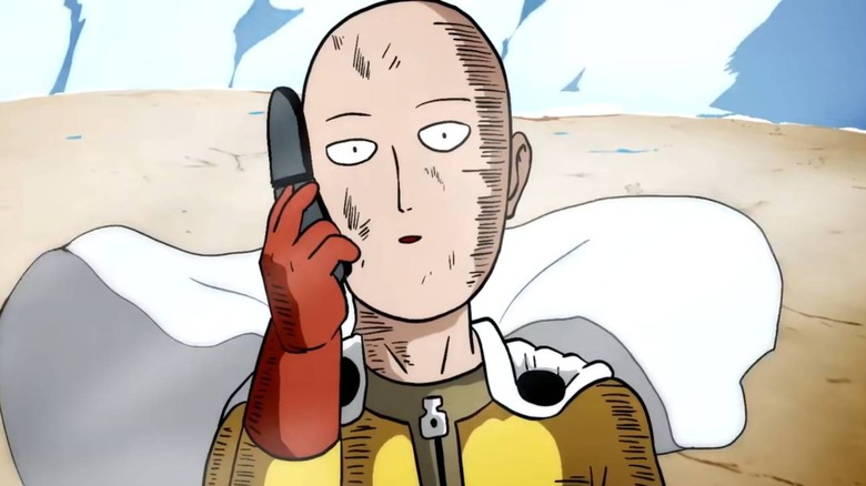 Saitama on the phone