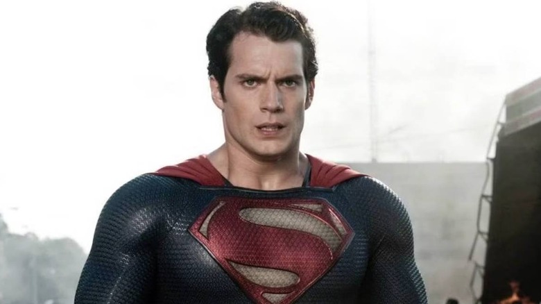 Superman standing in Metropolis