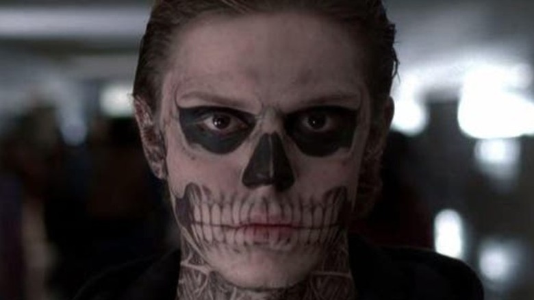 Evan Peters Tate skull makeup