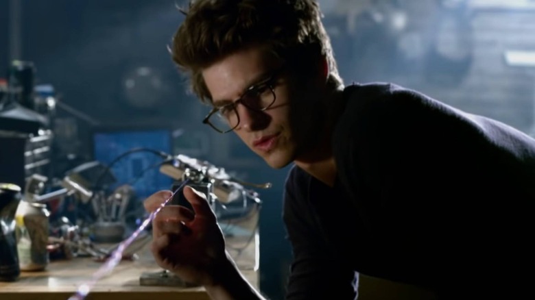 Peter Parker tinkering with Spider-gadgets
