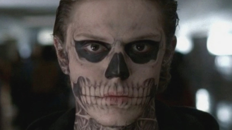 Evan Peters Tate skull makeup