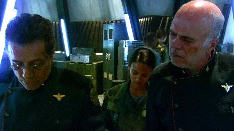 Tigh and Adama walking