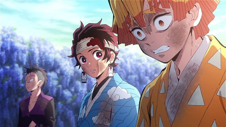 Tanjiro looking at Zenitsu