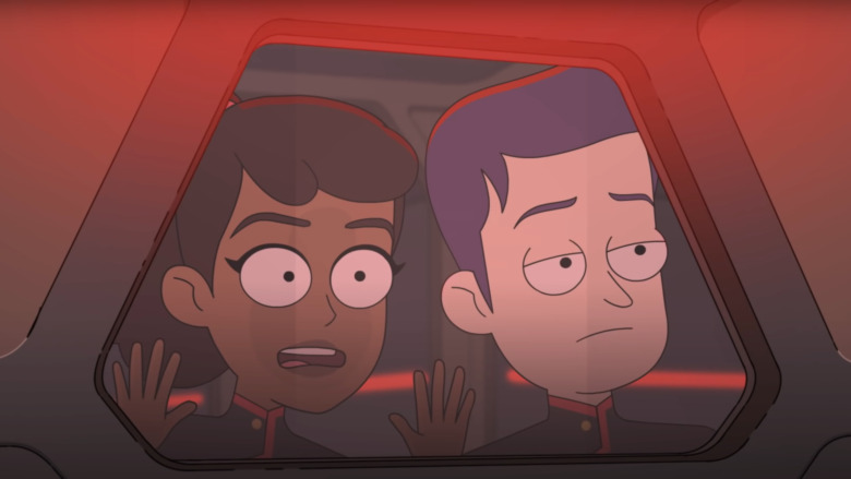 The animated characters of Beckett Mariner and Brad Boimler in Lower Decks