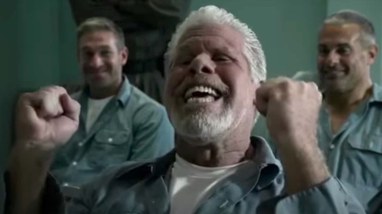 Ron Perlman pumping fists