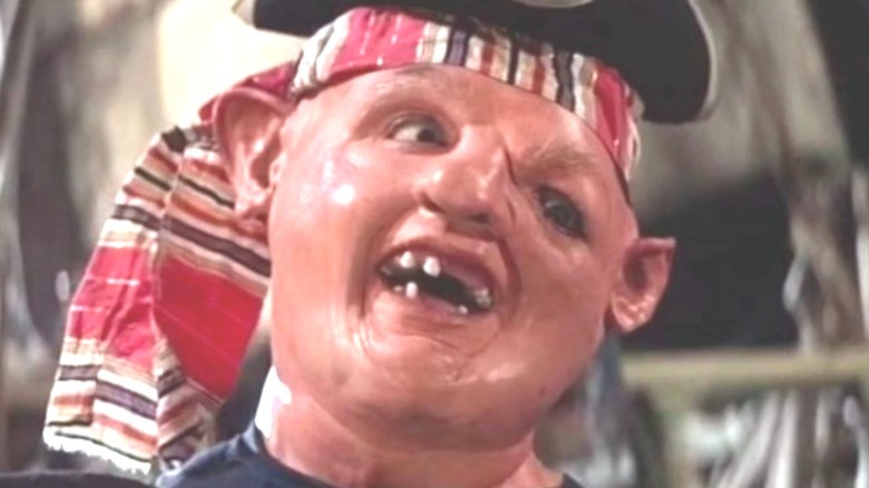 Sloth wearing a pirate hat in The Goonies