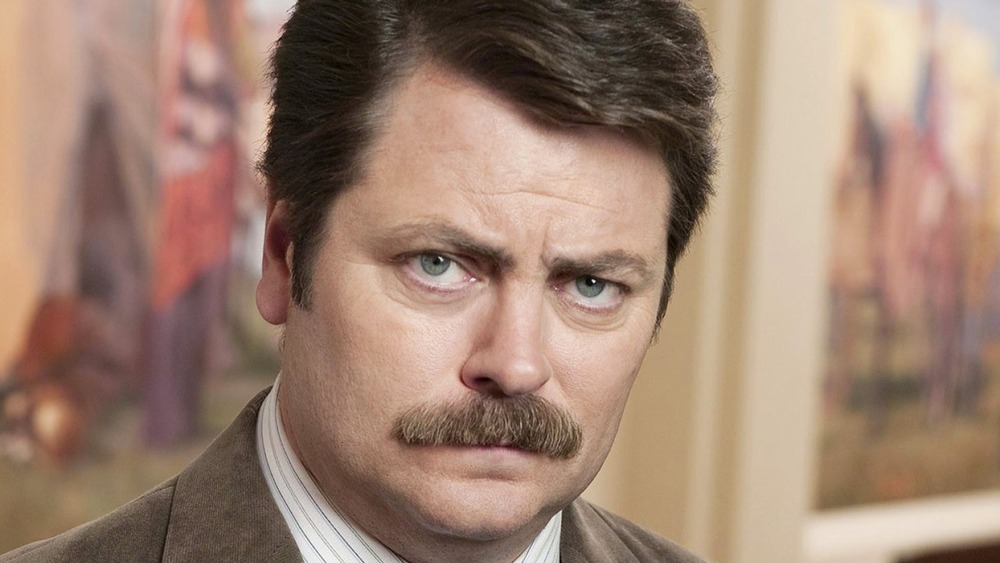 Nick Offerman Ron Swanson brown suit