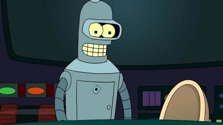 Bender appearing with a bullet hole