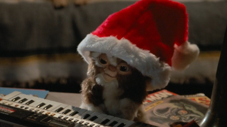 Gizmo wearing Santa hat