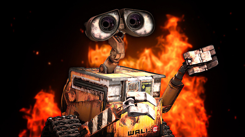 WALL-E amid flames