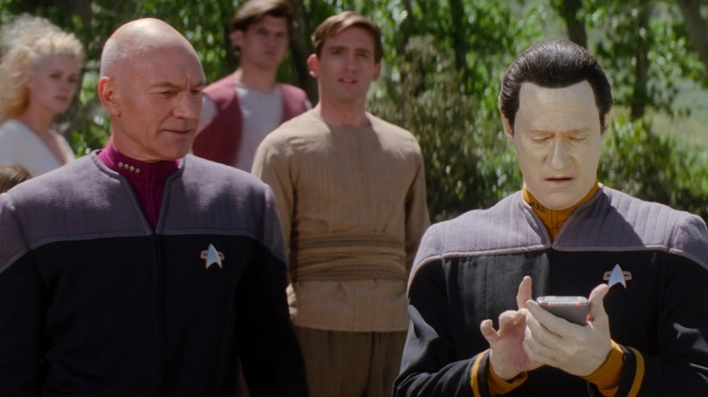 Picard and Data standing