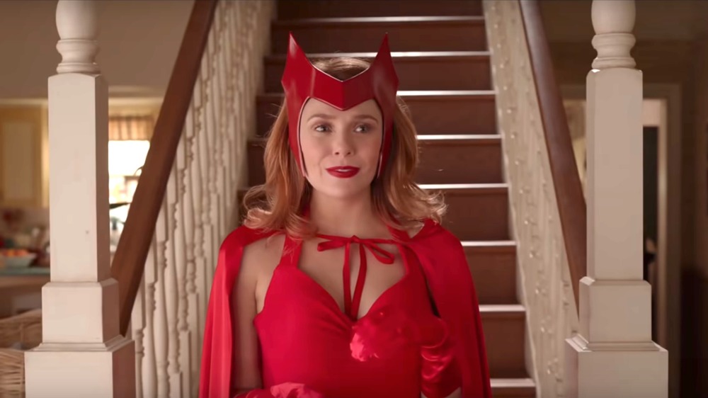 Wanda in a Scarlet Witch costume