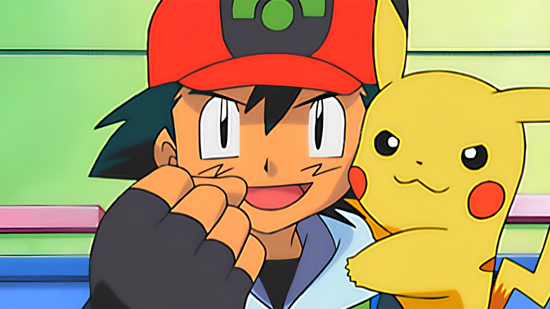 Ash Holding Pikachu Triumphant Fist
