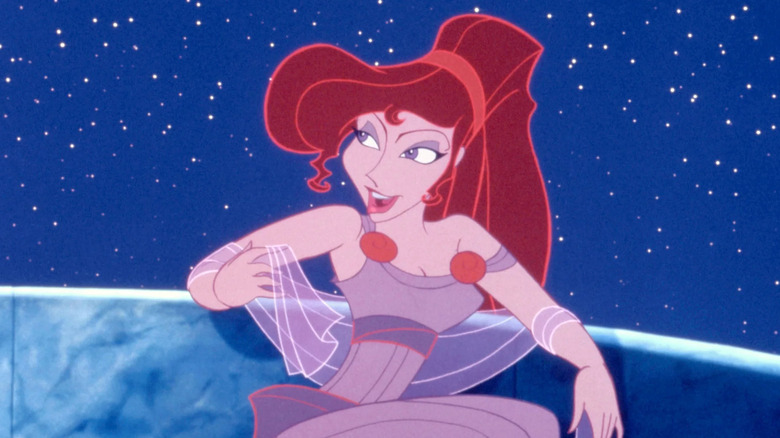 Meg sits on seat