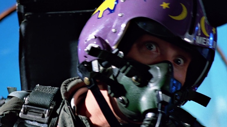 Merlin looking alert in the cockpit