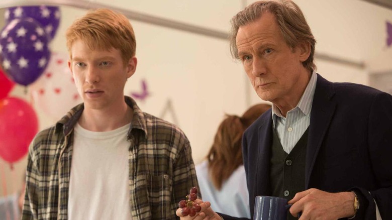 Domhnall Gleeson as Tim Lake and Bill Nighy as James Lake in About Time