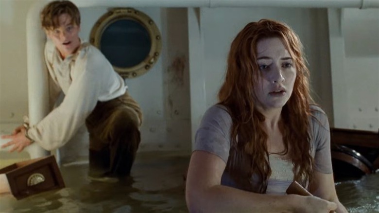Rose rescuing Jack in water