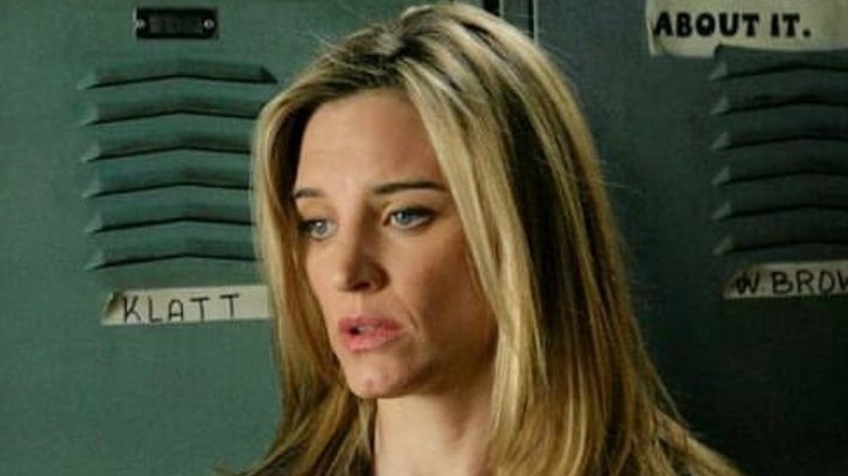 A worried Kathy Stabler in the SVU locker room