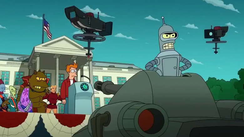Bender in tank White House