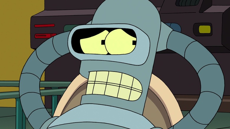 Bender glancing anxiously sideways