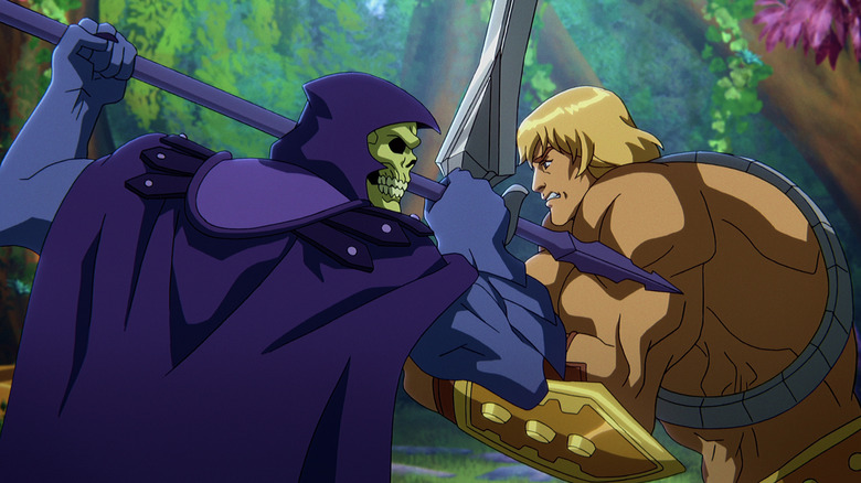 Skeletor and He-Man facing off