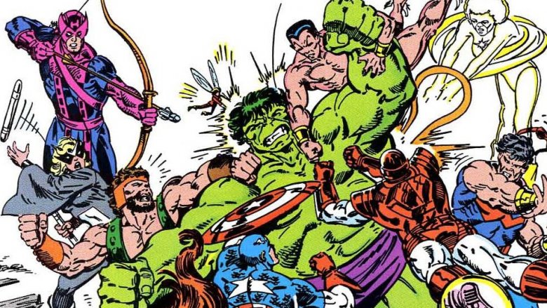 The Hulk fighting the Avengers on the cover of Incredible Hulk #321