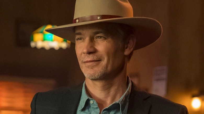 Raylan Givens grinning