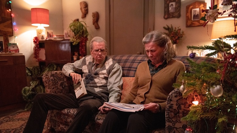 Tom and Mary on couch at Christmas