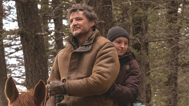 Joel and Ellie on horseback