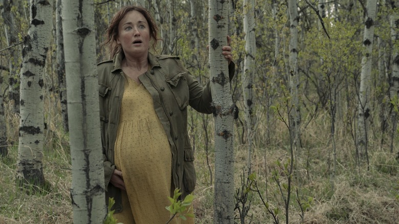 Anna in forest yellow dress