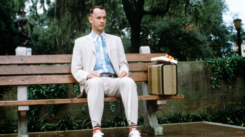 Forrest Gump waits for a bus