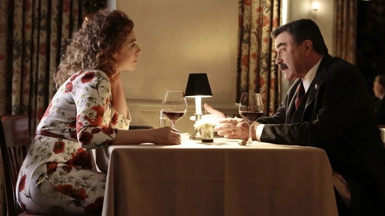 Sloane and Frank having dinner on Blue Bloods