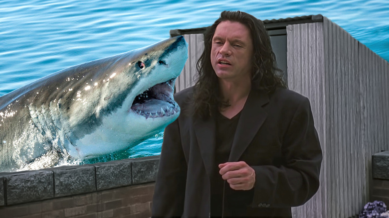 Tommy Wiseau with shark