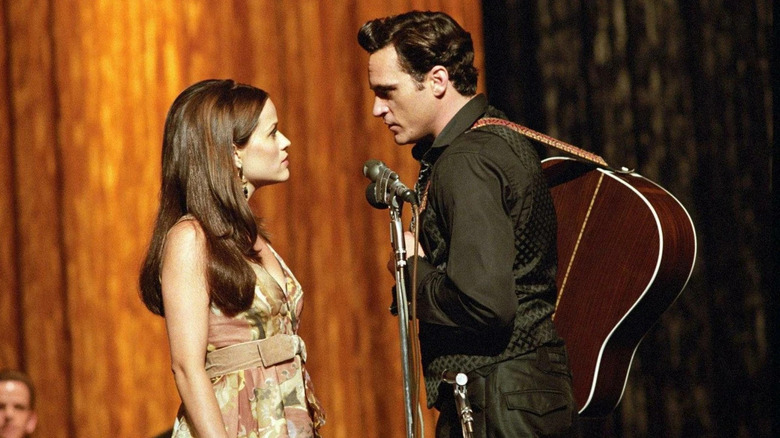 June Carter and Johnny Cash on stage in "Walk the Line"