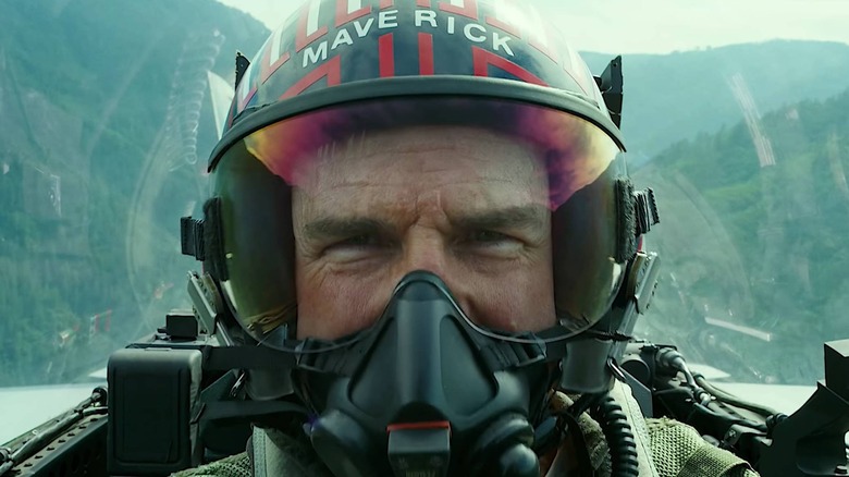 Maverick flying a jet