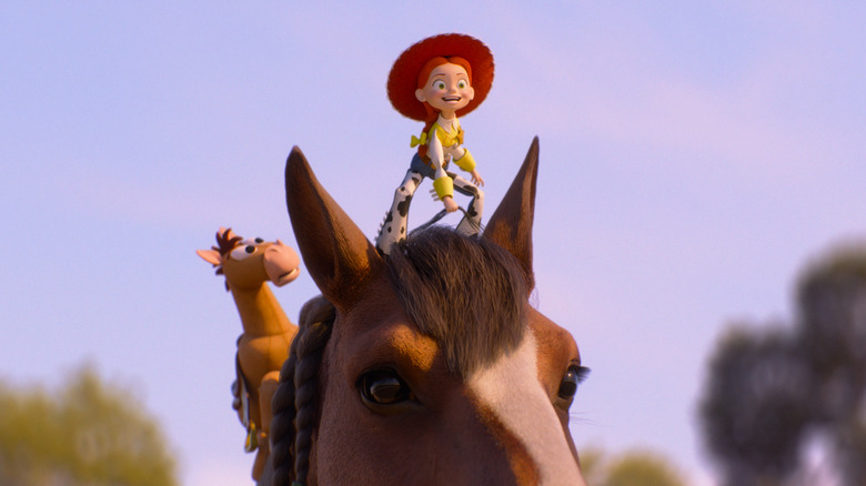 Jessie and Bullseye riding a horse in "Toy Story 5" (2026)