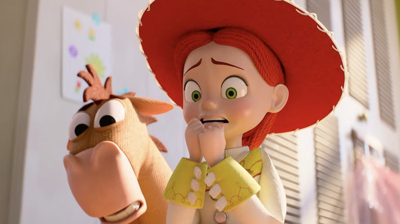 Jessie and Bullseye looking shocked in Toy Story 5