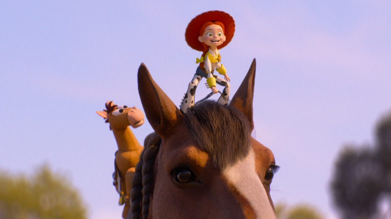 Jessie and Bullseye riding a real horse in "Toy Story 5" (2026)