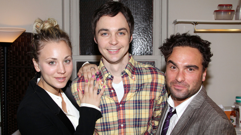 Johnny Galecki, Jim Parsons, and Kaley Cuoco smile for the camera